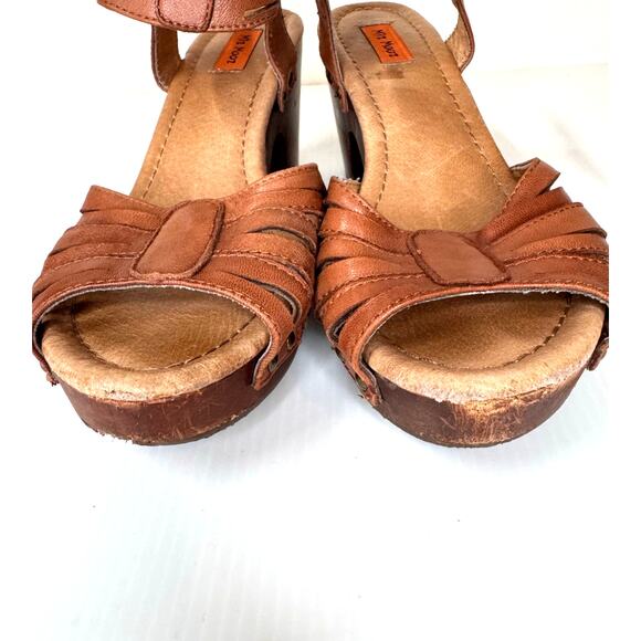 MIZ MOOZ‎ Hilary Sandals Size 8.5 Leather Wood Clog Retro Platform Chunky Boho - Picture 5 of 10